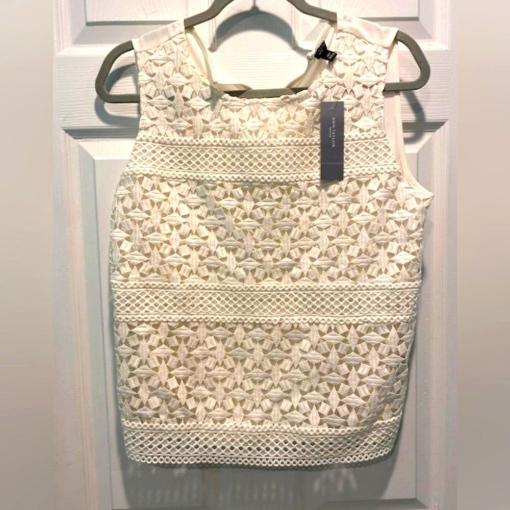Ann Taylor Lace Sleeveless Blouse, Women's Sz Mp, White. Nwt